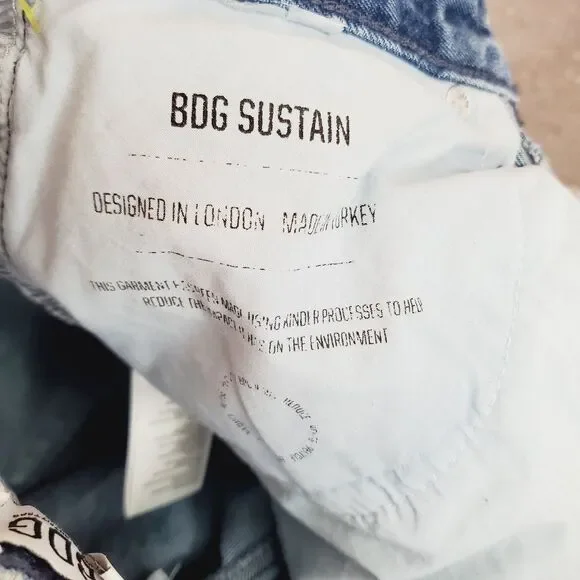 Urban Outfitters BDG Blue Laser Swirl Print Bow Jean Boyfriend Wide Leg SZ 27x32 - Picture 7 of 15